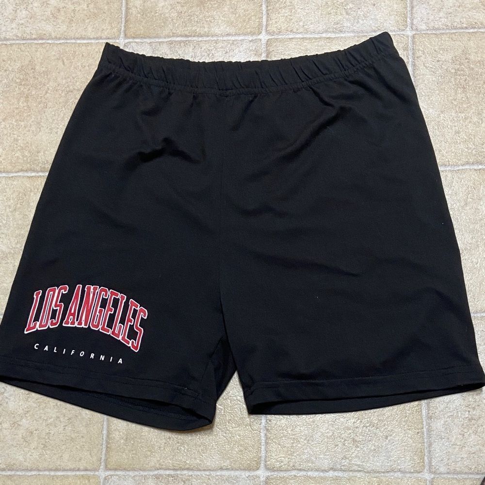 SHEIN Black Los Angeles Unisex Shorts Size M